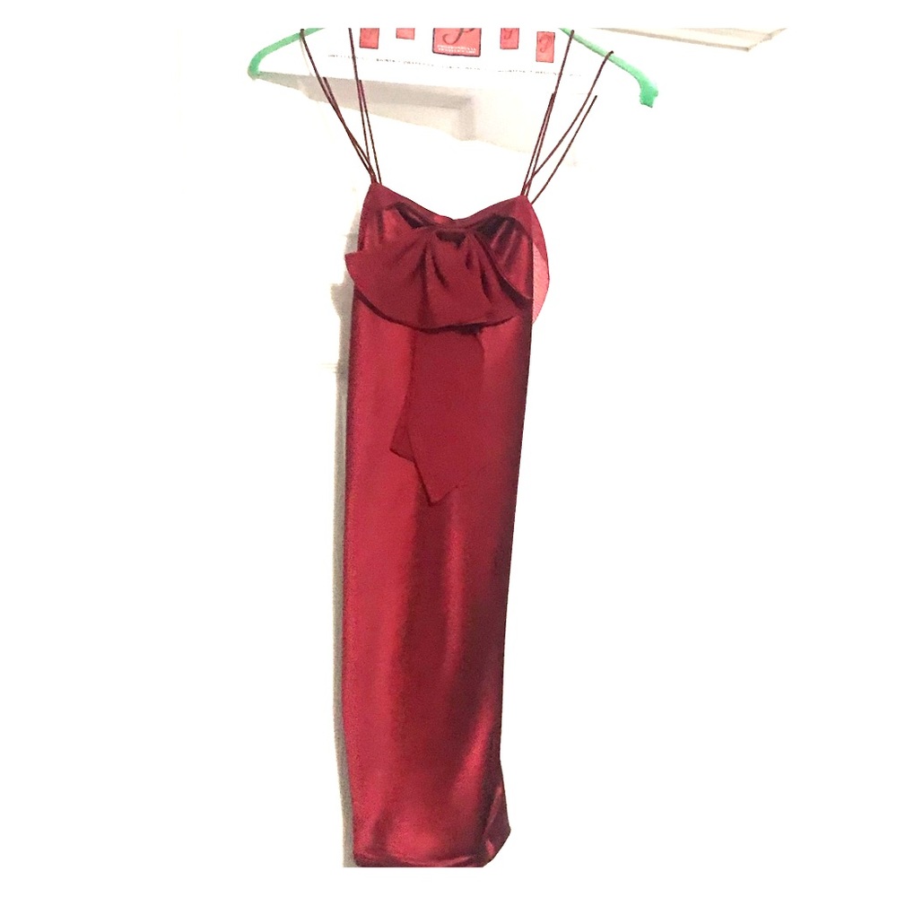 Red silk mini dress